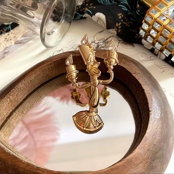 Betsey Johnson Jewelry - Betsey Johnson Beauty&Beast Gold Candleholder Brooch